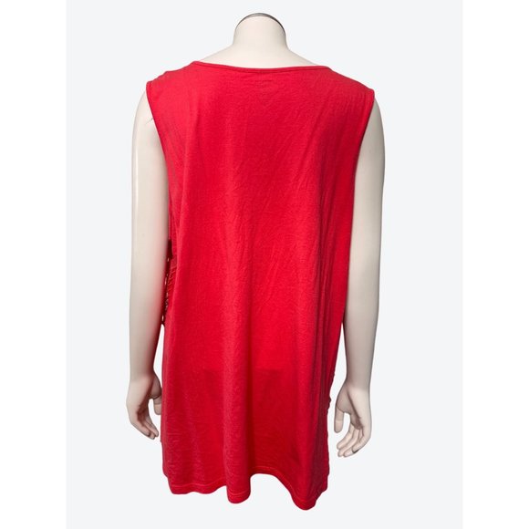 A.N.A. A New Approach Salmon Pink Crochet Fringe Front Sleeveless Knit Tank Top - Picture 5 of 11